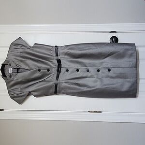 NWOT Marvin Richards Women’s Steel Gray Sheath Dress Belted Button Up Size 6​